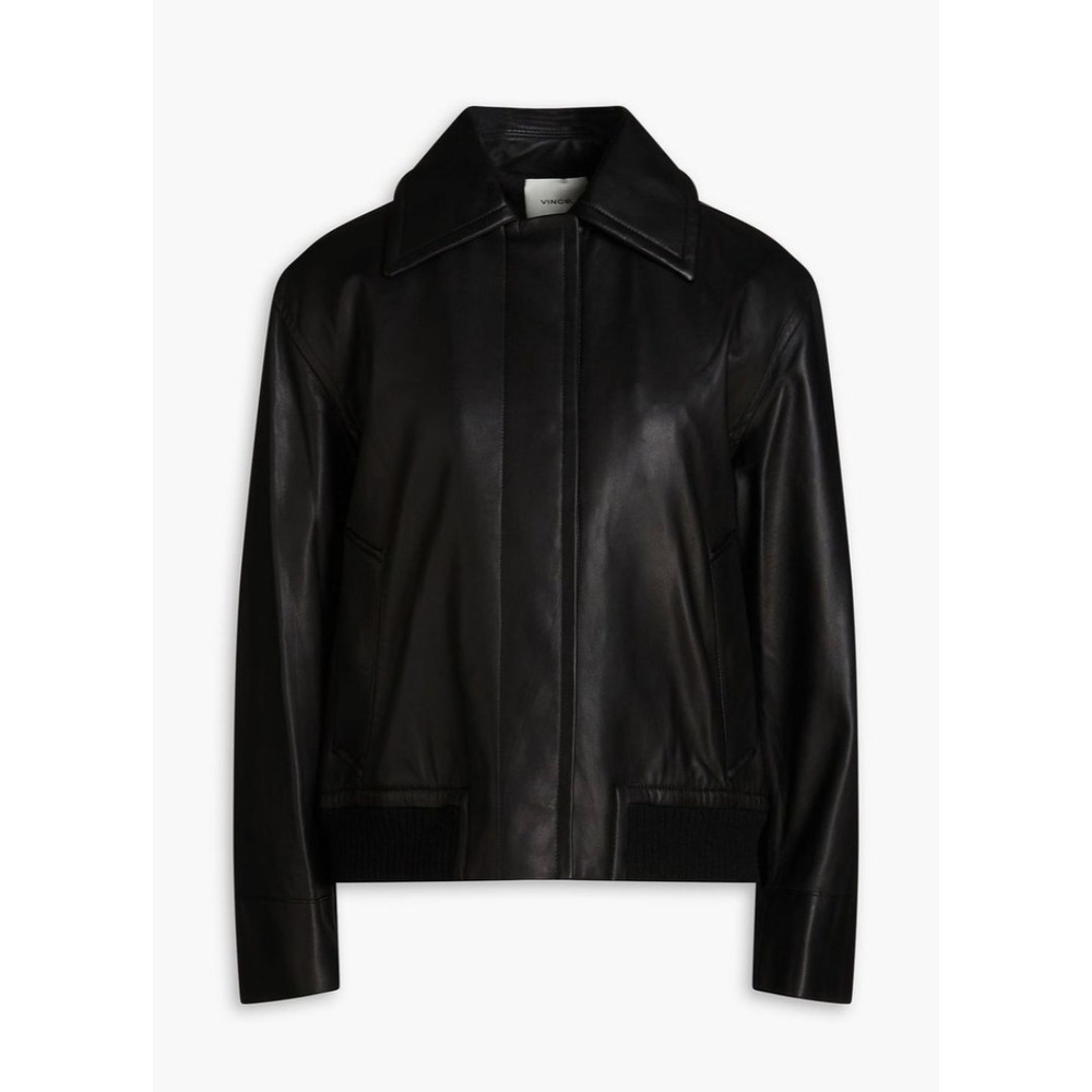 Vince Lambskin Leather Bomber Jacket in Black Women Large Designer NWOT $1395